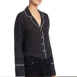 Scripted Polka Dot Crop Longsleeve Top from Saks NWT
